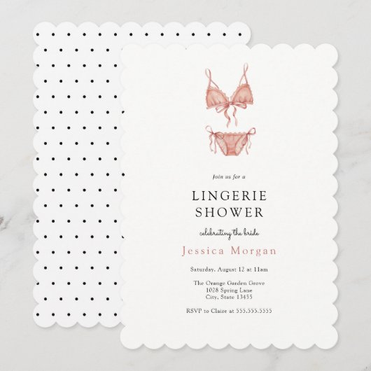 Lingerie Shower-uitnodiging Kaart (Voorkant / Achterkant)