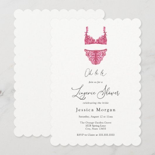 Lingerie Shower-uitnodiging Kaart (Voorkant / Achterkant)