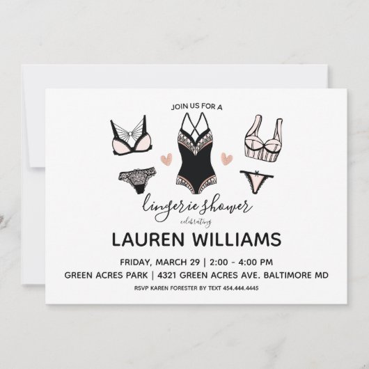Lingerie Shower-uitnodiging Kaart (Voorkant)
