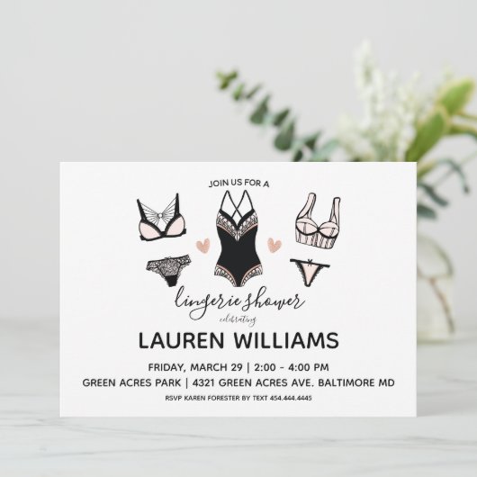 Lingerie Shower-uitnodiging Kaart (Staand voorkant)