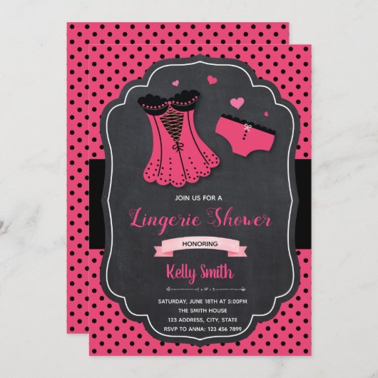 Lingerie Shower-uitnodiging Kaart (Voorkant / Achterkant)