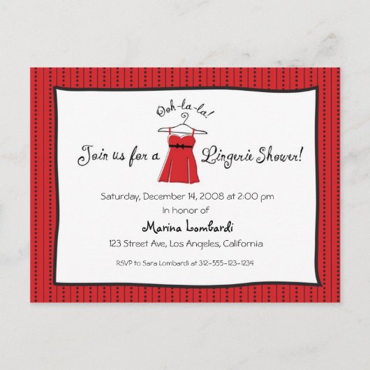 Lingerie Shower-uitnodiging Uitnodiging Briefkaart (Voorkant)