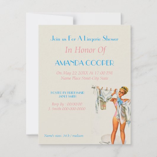 Lingerie-uitnodiging Kaart (Achterkant)