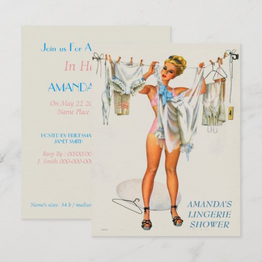 Lingerie-uitnodiging Kaart (Voorkant / Achterkant)