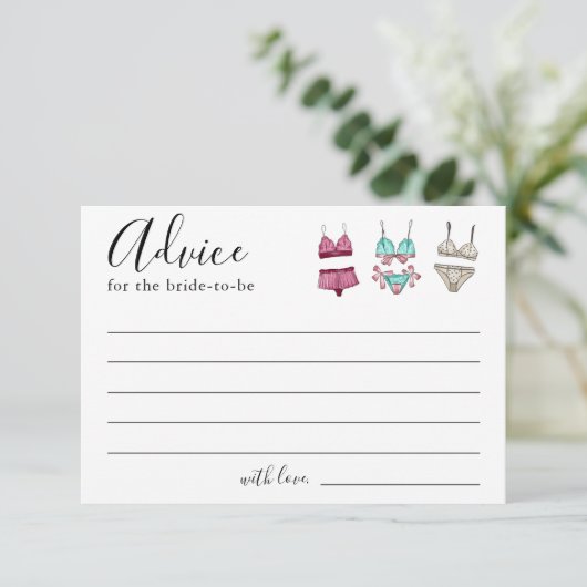 Lingerie Vrijgezellenfeest Advice Kaart (Staand voorkant)