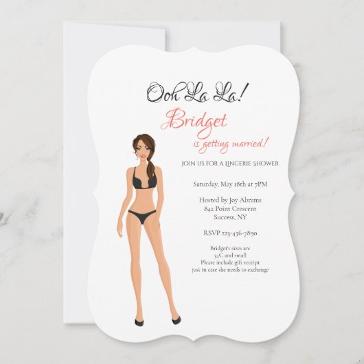 Lingerie Vrijgezellenfeest Black Invitation Kaart (Voorkant)
