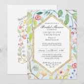 Lingerie Vrijgezellenfeest Blauwe Waterverf Bloeme Kaart (Voorkant / Achterkant)