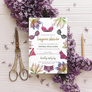 Lingerie Vrijgezellenfeest Bloemen Thema Kaart