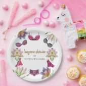 Lingerie Vrijgezellenfeest Bloemen Thema Papieren Bordje (Feest)