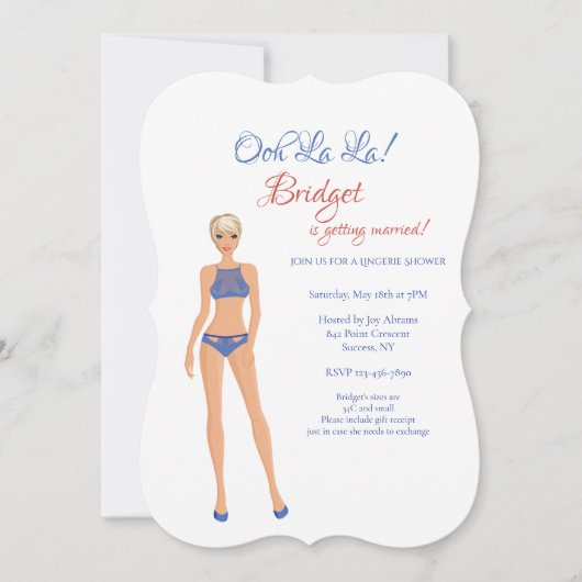 Lingerie Vrijgezellenfeest Blue Invitation Kaart (Voorkant)