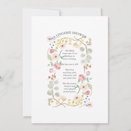 Lingerie Vrijgezellenfeest Blush Waterverf Floral  Kaart (Achterkant)