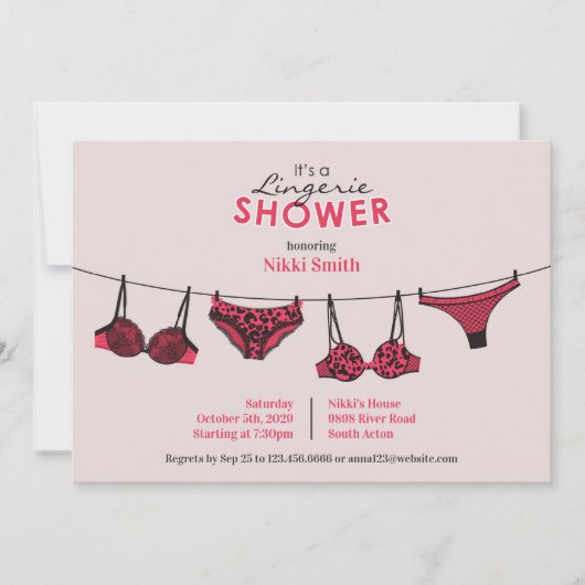 Lingerie Vrijgezellenfeest Flat Invitation Kaart (Voorkant)