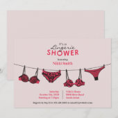 Lingerie Vrijgezellenfeest Flat Invitation Kaart (Voorkant / Achterkant)