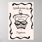 Lingerie vrijgezellenfeest golvende grens welkomst poster (Voorkant)
