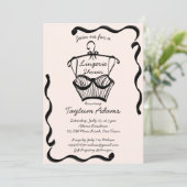 Lingerie vrijgezellenfeest golvende rand schets kaart (Staand voorkant)