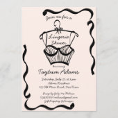 Lingerie vrijgezellenfeest golvende rand schets kaart (Voorkant)