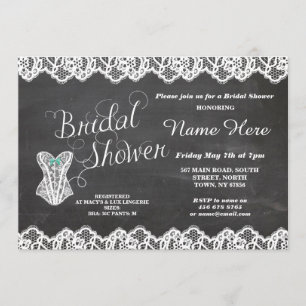 Lingerie Vrijgezellenfeest Lace Corset Chalk Invit Kaart