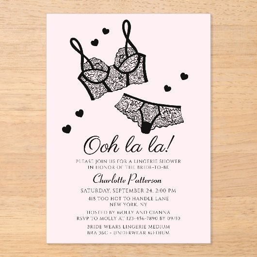 Lingerie Vrijgezellenfeest Panty Bachelorette Acryl Uitnodigingen (Voorkant)