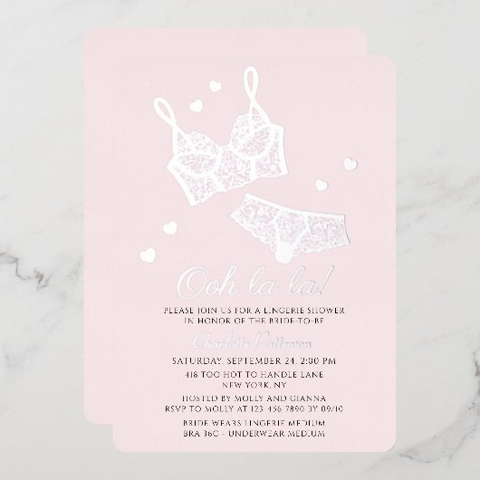 Lingerie Vrijgezellenfeest Panty Bachelorette Folie Uitnodiging (Voorkant / Achterkant)