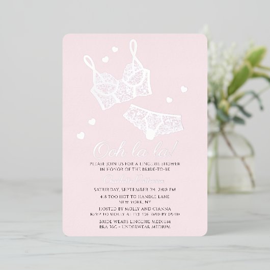 Lingerie Vrijgezellenfeest Panty Bachelorette Folie Uitnodiging (Staand Voorkant)