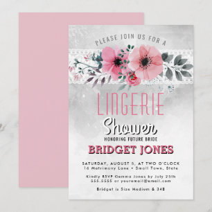 Lingerie Vrijgezellenfeest Pink Waterverf Floral L Kaart