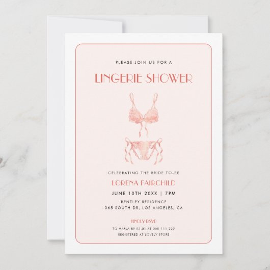 Lingerie Vrijgezellenfeest Retro Roze en Wit Kaart (Voorkant)
