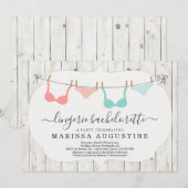 Lingerie vrijgezellenfeest - Rustieke waslijn Kaart (Voorkant / Achterkant)