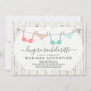 Lingerie vrijgezellenfeest - Rustieke waslijn Kaart