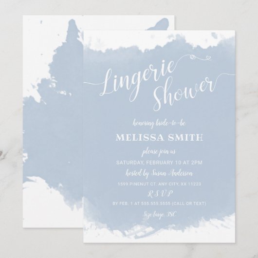 Lingerie Vrijgezellenfeest, stoffige blauwe waterv Kaart (Voorkant / Achterkant)