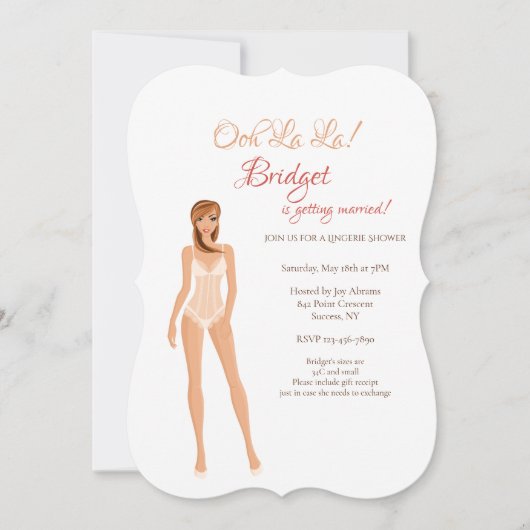 Lingerie Vrijgezellenfeest White Invitation Kaart (Voorkant)