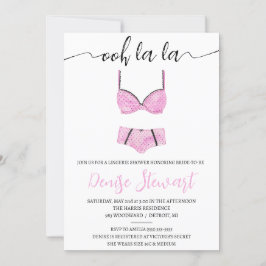 Lingeriedouche, zwart, wit, roze, Vrijgezellenfees Kaart