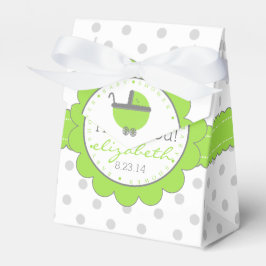 Linggroen en grijs Polka Dots-Baby shower Bedankdoosjes