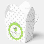 Linggroen en grijs Polka Dots-Baby shower Bedankdoosjes (Geopend)