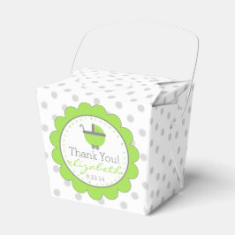 Linggroen en grijs Polka Dots-Baby shower Bedankdoosjes