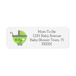Linggroen en grijs Polka Dots-Baby shower Etiket