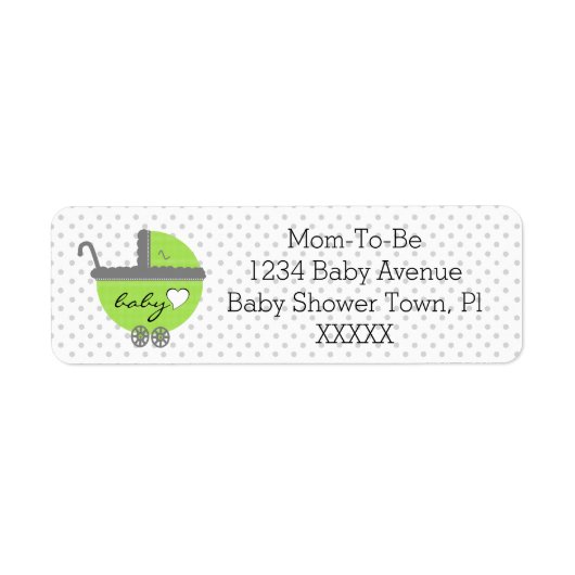 Linggroen en grijs Polka Dots-Baby shower Etiket (Voorkant)