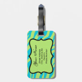 Linggroen en Turquoise Zebra & Cheetah Roze ventil Bagagelabel (Achterkant verticaal)