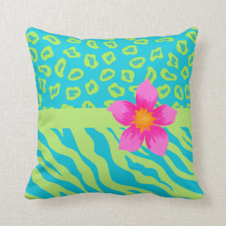 Linggroen en Turquoise Zebra & Cheetah Roze ventil Kussen