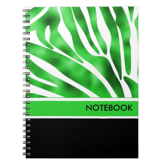 Linggroen en wit Zebra notitieboek (Voorkant)