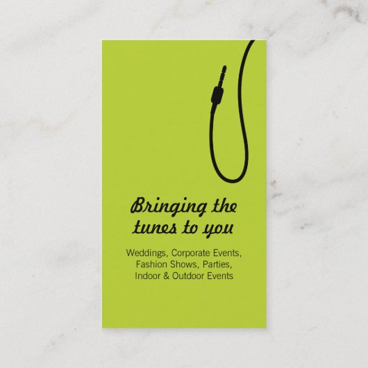 Linggroen en zwart DJ-promotor visitekaartje (Achterkant)