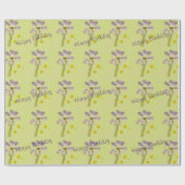 Linggroen met mauve Floral print Cadeaupapier (Vlak)