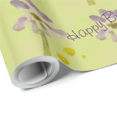 Linggroen met mauve Floral print Cadeaupapier (Rol Hoek)