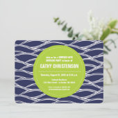 Linggroen met Navy Blue Waves Birthday Kaart (Staand voorkant)