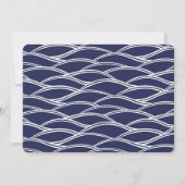 Linggroen met Navy Blue Waves Birthday Kaart (Achterkant)