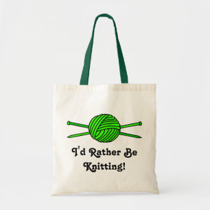 Linggroene bal van de naalden van Yarn en Knitting Tote Bag