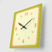 Linggroene Bleke Lemon met Peach Numers Clock Vierkante Klok (Hoek)
