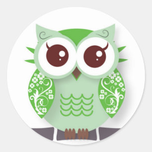 Linggroene cartoon uil ronde sticker