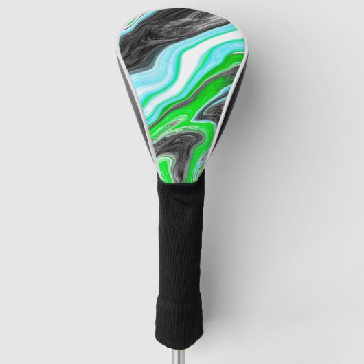 Linggroene en blauwe marmer zoals Swirls Golfheadcover (Voorkant)