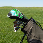 Linggroene en blauwe marmer zoals Swirls Golfheadcover (Insitu)