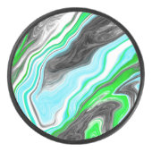 Linggroene en blauwe marmer zoals Swirls Hockey Puck (Voorkant)